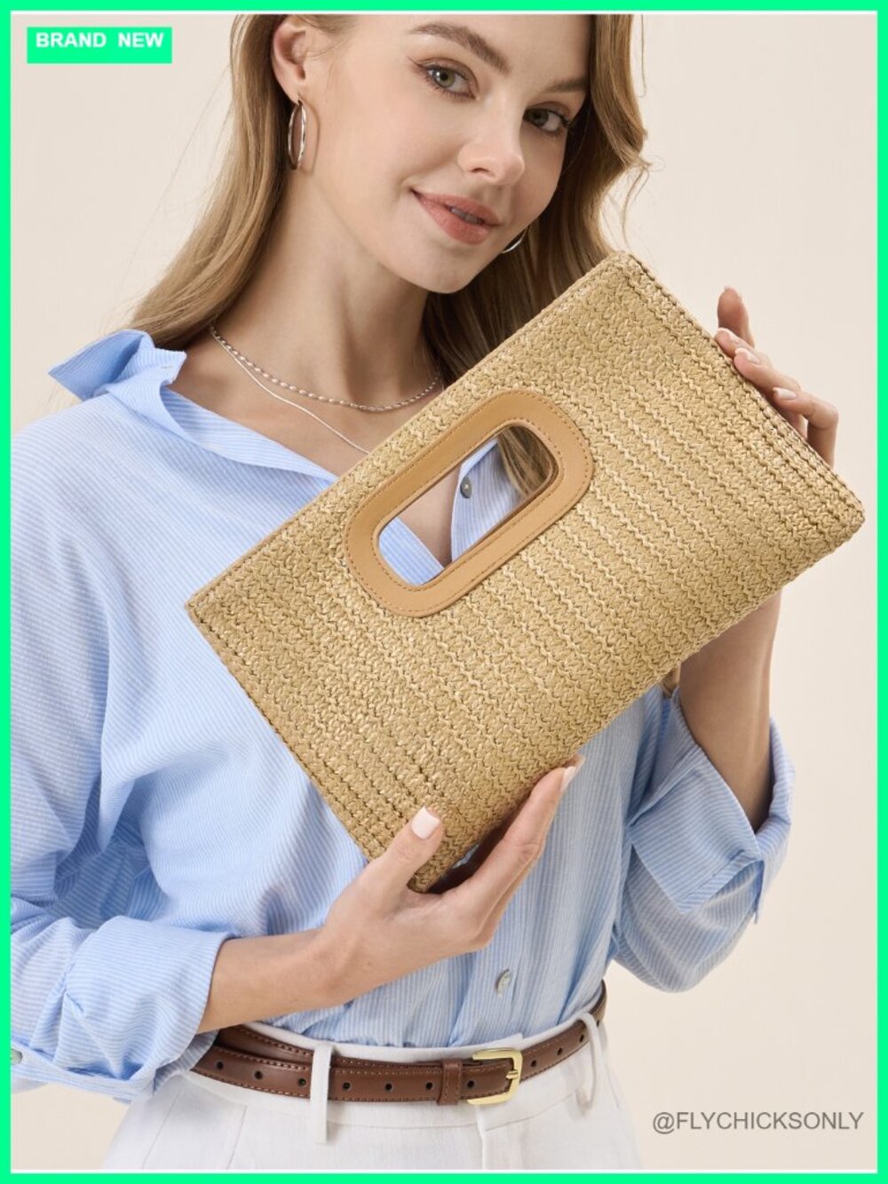 Straw Clutch Purse with Top Handle Ideal Vacation Handbag Woven Boho Beach Bag - Picture 6 of 6